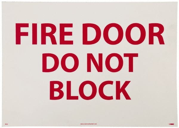 Fire Door - Do Not Block, Pressure Sensitive Vinyl Fire Sign MPN:M32PB