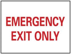 Emergency Exit Only, Pressure Sensitive Vinyl Exit Sign MPN:M34P