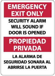Emergency Exit Only - Security Alarm Will Sound If Door Is Opened, Plastic Exit Sign MPN:M734RB