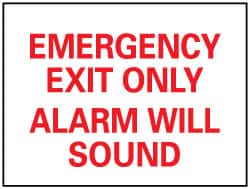 Emergency Exit Only Alarm Will Sound, Plastic Exit Sign MPN:M85RB