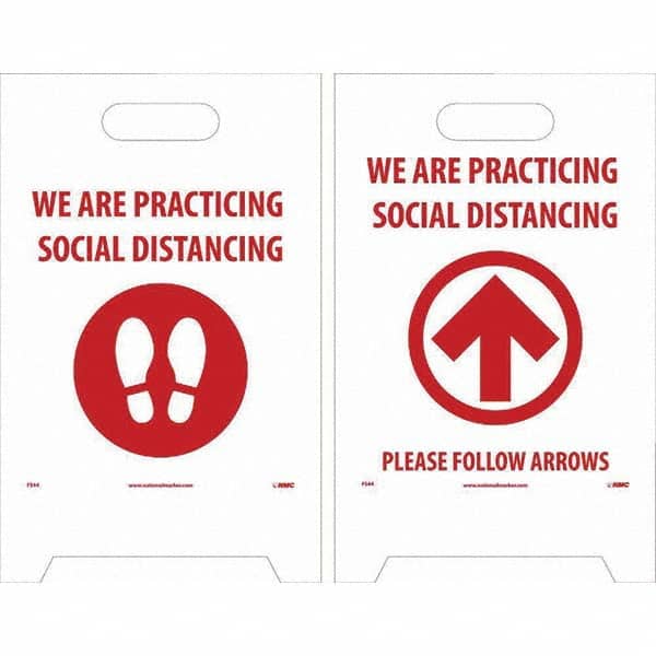Cone & A Frame Floor Signs, Sign Type: Accident Prevention , Message/Graphic: Message & Graphic , Overall Height: 19in , Viewing Points: Two-View  MPN:FS44