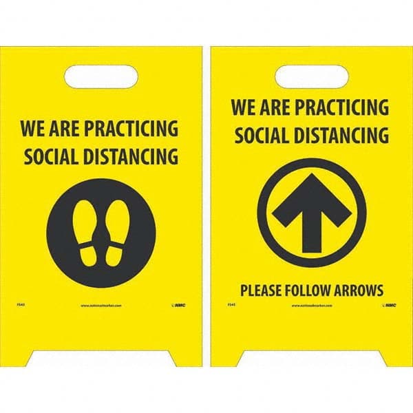 Cone & A Frame Floor Signs, Sign Type: Accident Prevention , Message/Graphic: Message & Graphic , Overall Height: 19in , Viewing Points: Two-View  MPN:FS45