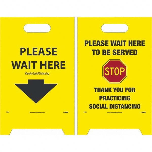 Cone & A Frame Floor Signs, Sign Type: Accident Prevention , Message/Graphic: Message & Graphic , Overall Height: 19in , Viewing Points: Two-View  MPN:FS46