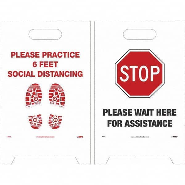 Cone & A Frame Floor Signs, Sign Type: Accident Prevention , Message/Graphic: Message & Graphic , Overall Height: 19in , Viewing Points: Two-View  MPN:FS47