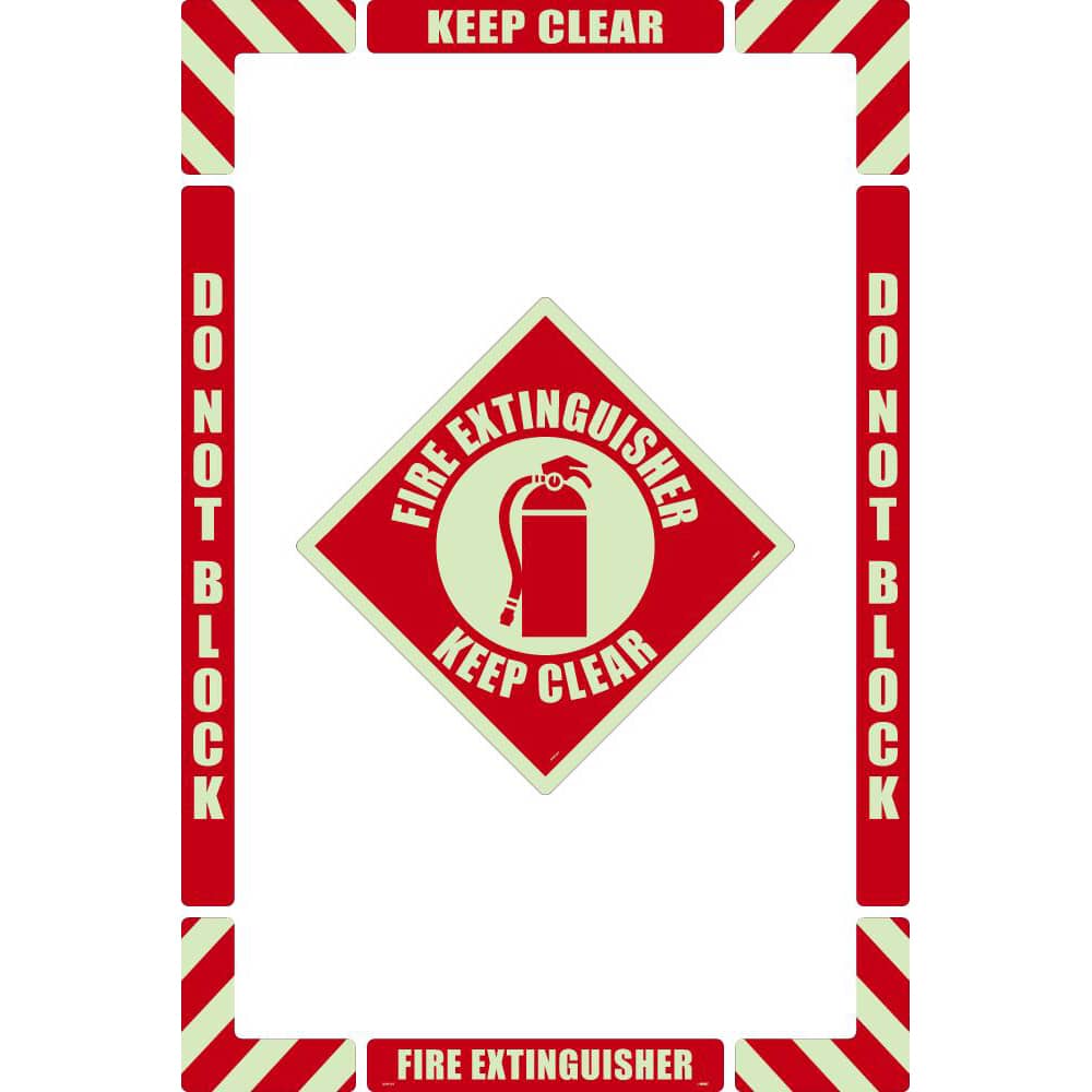 Accident Prevention Adhesive Backed Floor Sign: Rectangle, ''Fire Extinguisher Keep Clear'' MPN:GWFK07