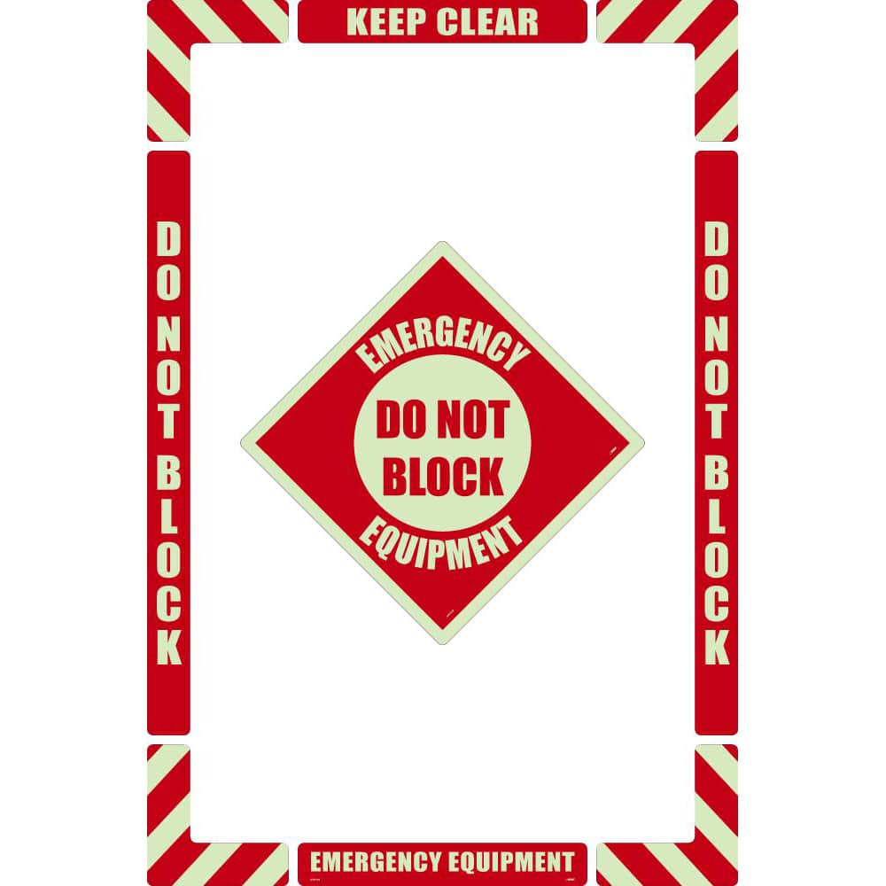 Accident Prevention Adhesive Backed Floor Sign: Rectangle, ''Emergency Equipment Do Not Block'' MPN:GWFK09