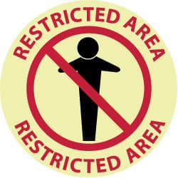 Security & Admittance Adhesive Backed Floor Sign: Round, Polyester, ''Restricted Area - Restricted Area'' MPN:GWFS11