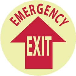 Entrance & Directional & Exit Adhesive Backed Floor Sign: Round, Polyester, ''EMERGENCY EXIT'' MPN:GWFS25