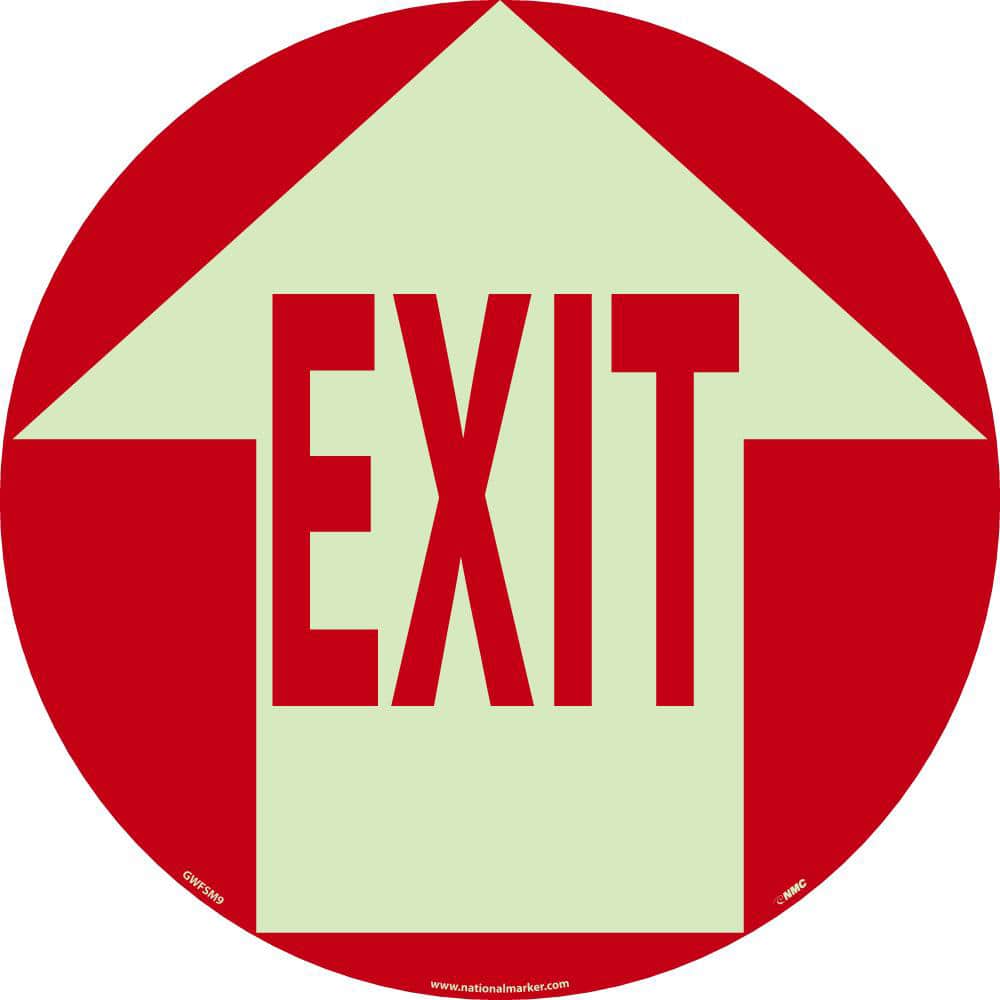 Exit, Entrance & Directional Adhesive Backed Floor Sign: Round, ''Exit'' MPN:GWFSM9