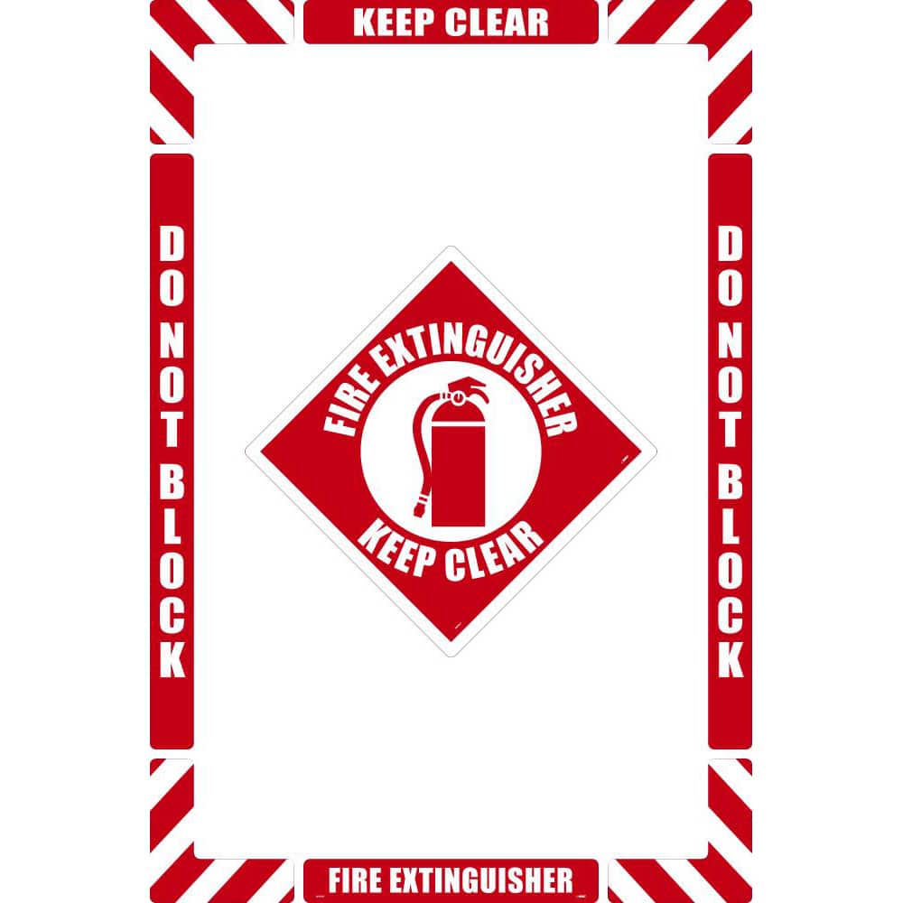 Accident Prevention Adhesive Backed Floor Sign: Rectangle, ''Fire Extinguisher Keep Clear'' MPN:WFK07