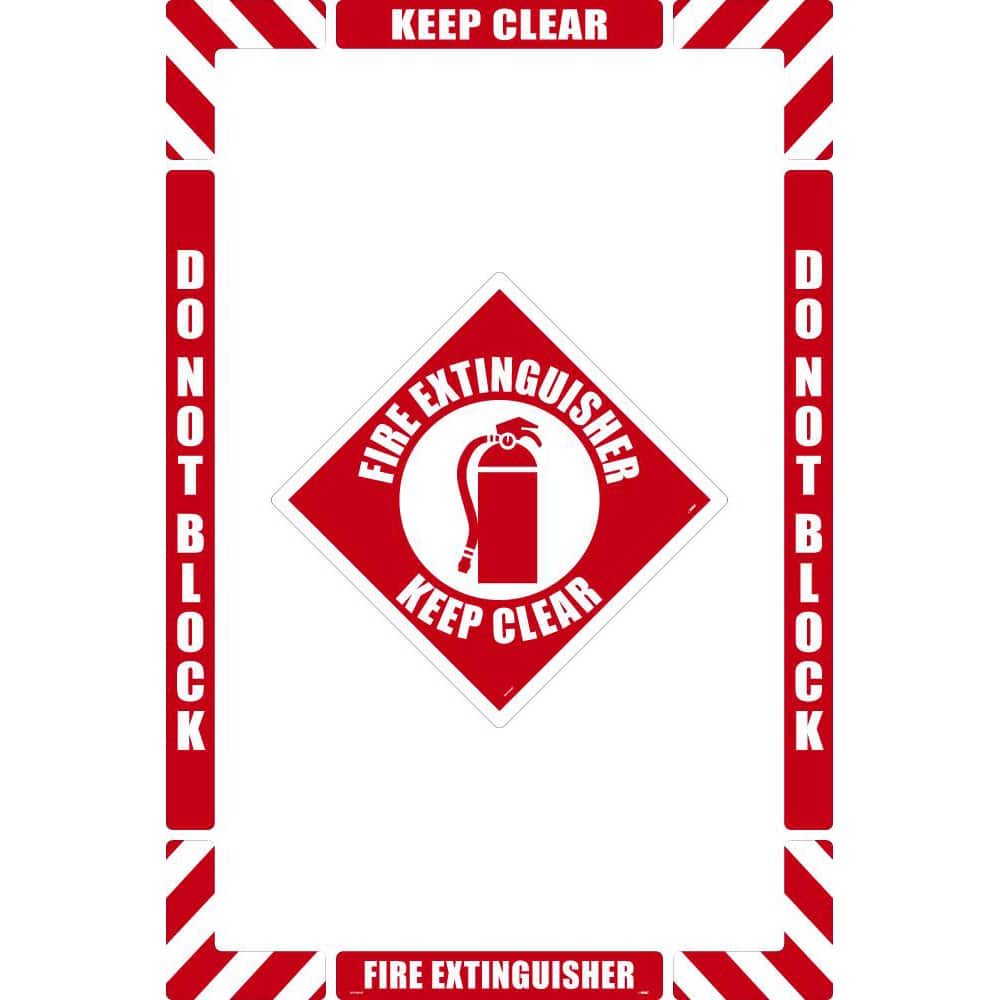 Accident Prevention Adhesive Backed Floor Sign: Rectangle, ''Fire Extinguisher Keep Clear'' MPN:WFKSM07