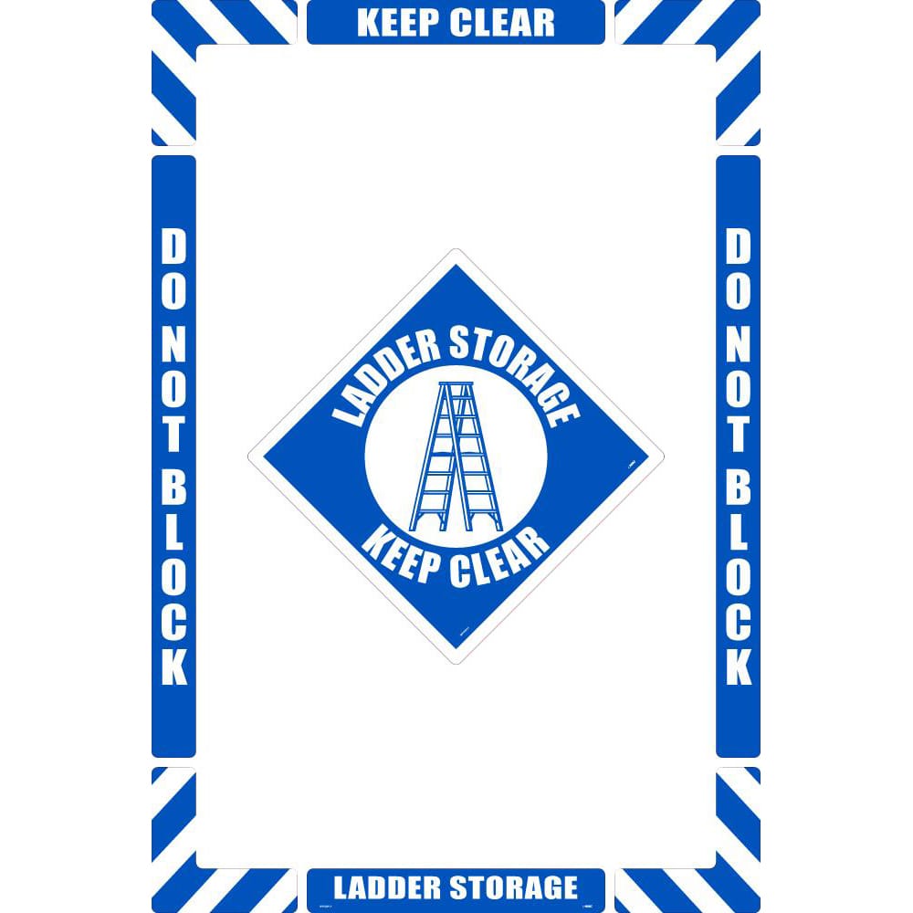 Accident Prevention Adhesive Backed Floor Sign: Rectangle, ''Ladder Storage Keep Clear'' MPN:WFKSM13