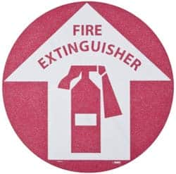 Fire Adhesive Backed Floor Sign: Round, Vinyl, ''Fire Extinguisher'' MPN:WFS10