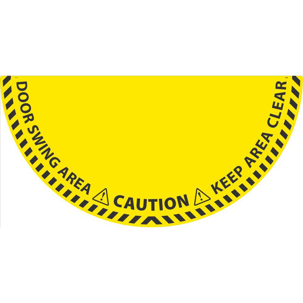 Workplace/Safety Adhesive Backed Floor Sign: Semi Round, ''DOOR SWING, KEEP CLEAR'' MPN:WFS100