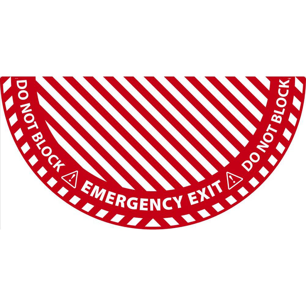 Exit, Entrance & Directional Adhesive Backed Floor Sign: Semi Round, ''EMERGENCY EXIT, DO NOT BLOCK'' MPN:WFS102