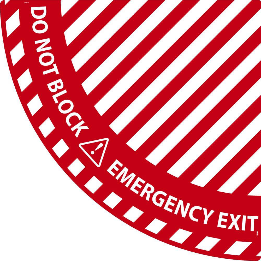 Exit, Entrance & Directional Adhesive Backed Floor Sign: Quarter Round, ''EMERGENCY EXIT, DO NOT BLOCK'' MPN:WFS103