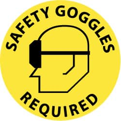 Accident Prevention Adhesive Backed Floor Sign: Round, Vinyl, ''SAFETY GOGGLES REQUIRED'' MPN:WFS17