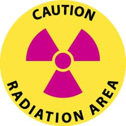 Accident Prevention Adhesive Backed Floor Sign: Round, Vinyl, ''CAUTION RADIATION AREA'' MPN:WFS22