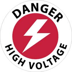 Accident Prevention Adhesive Backed Floor Sign: Round, Vinyl, ''Danger - High Voltage'' MPN:WFS23