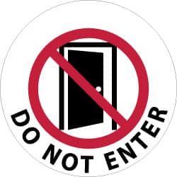 Security & Admittance Adhesive Backed Floor Sign: Round, Vinyl, ''DO NOT ENTER'' MPN:WFS24