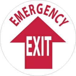 Entrance & Directional & Exit Adhesive Backed Floor Sign: Round, Vinyl, ''EMERGENCY EXIT'' MPN:WFS25