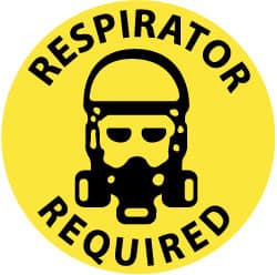 Accident Prevention Adhesive Backed Floor Sign: Round, Vinyl, ''RESPIRATOR REQUIRED'' MPN:WFS31