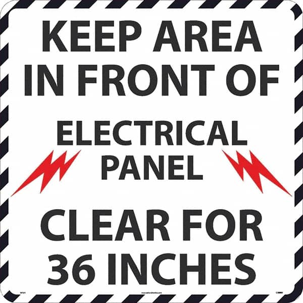 Janitorial & Housekeeping & Restroom Adhesive Backed Floor Sign: Round, Vinyl, ''Keep Area in Front of Electrical Panel Clear 36'' MPN:WFS51