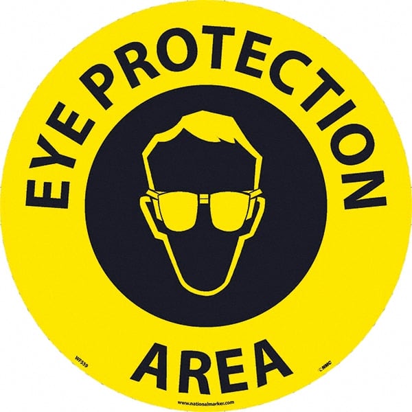 Janitorial & Housekeeping & Restroom Adhesive Backed Floor Sign: Round, Vinyl, ''EYE PROTECTION AREA'' MPN:WFS59