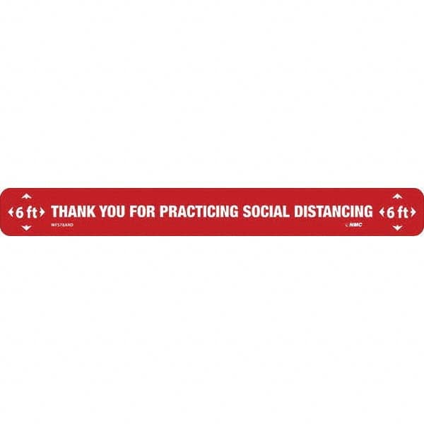 Entrance & Directional & Exit Adhesive Backed Floor Sign: Rectangle, Vinyl, ''6 FT THANK YOU FOR PRACTICING SOCIAL DISTANCING 6 FT'' MPN:WFS78ARD