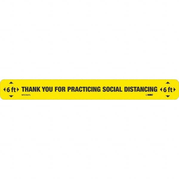 Entrance & Directional & Exit Adhesive Backed Floor Sign: Rectangle, Vinyl, ''6 FT THANK YOU FOR PRACTICING SOCIAL DISTANCING 6 FT'' MPN:WFS78AYL10