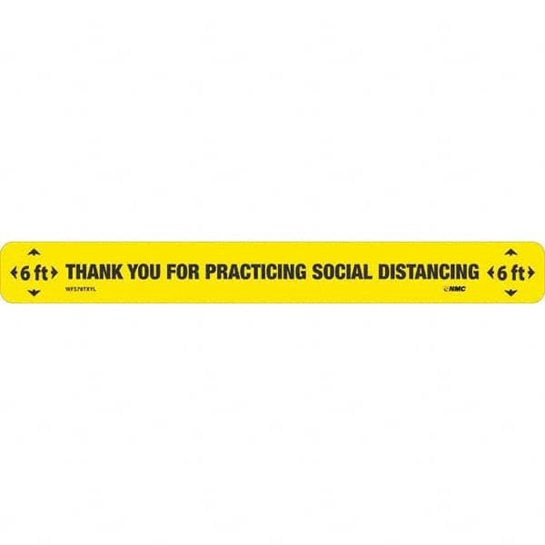 Entrance & Directional & Exit Adhesive Backed Floor Sign: Rectangle, Vinyl, ''Thank You for Practicting Social Distancing'' MPN:WFS78TXYL