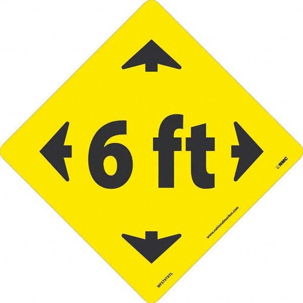 Entrance & Directional & Exit Adhesive Backed Floor Sign: Diamond, Vinyl, ''6 FT'' MPN:WFS79TXYL