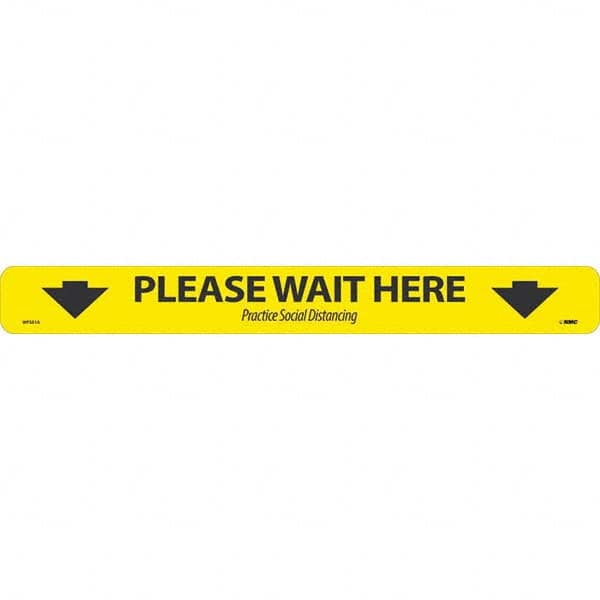 Entrance & Directional & Exit Adhesive Backed Floor Sign: Rectangle, Vinyl, ''Please Wait Here'' MPN:WFS81A10