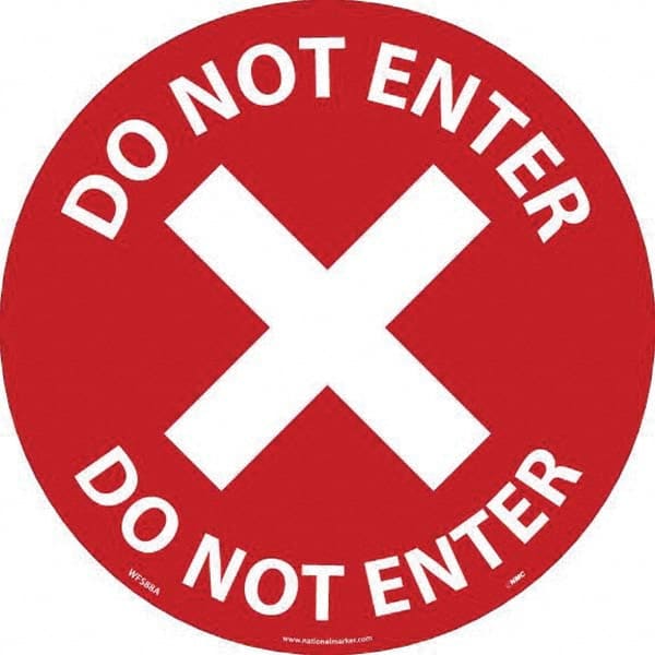 Entrance & Directional & Exit Adhesive Backed Floor Sign: Round, Vinyl, ''DO NOT ENTER'' MPN:WFS88A