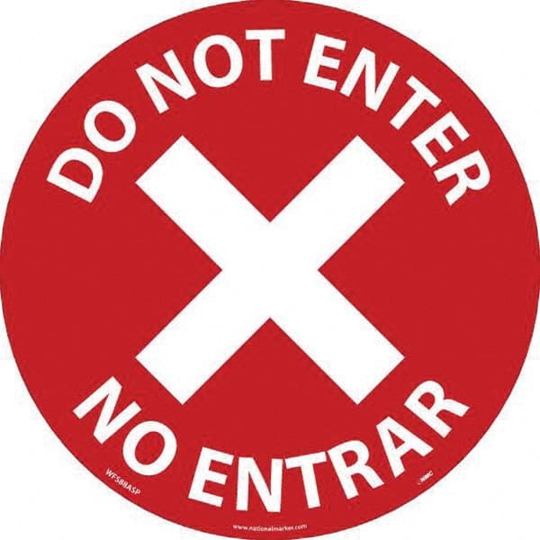 Entrance & Directional & Exit Adhesive Backed Floor Sign: Round, Vinyl, ''Do Not Enter'' MPN:WFS88ASP