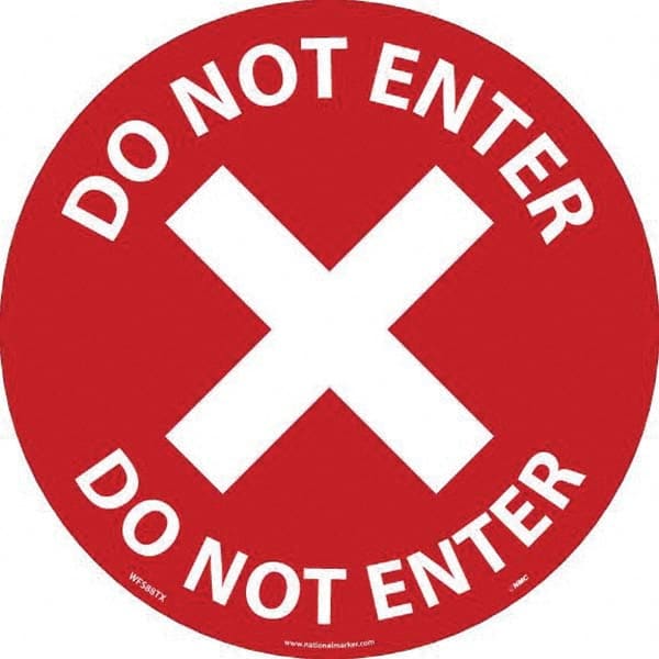 Entrance & Directional & Exit Adhesive Backed Floor Sign: Round, Vinyl, ''Do Not Enter'' MPN:WFS88TX