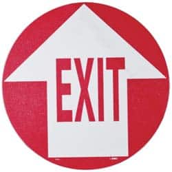 Entrance & Directional & Exit Adhesive Backed Floor Sign: Round, Vinyl, ''EXIT'' MPN:WFS9