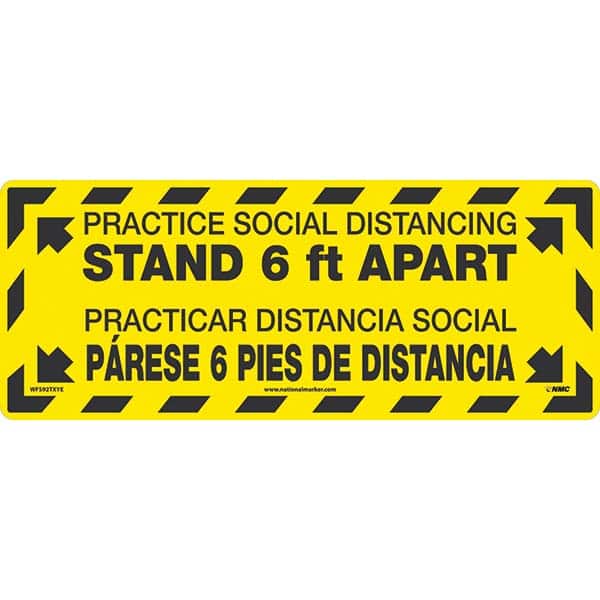 COVID-19 Adhesive Backed Floor Sign: Rectangle & Square, Vinyl, ''Practice Social Distancing Stand 6 Ft Apart, Practicar Distancia Social Parese 6 Pies De Distancia'' MPN:WFS92TXYE