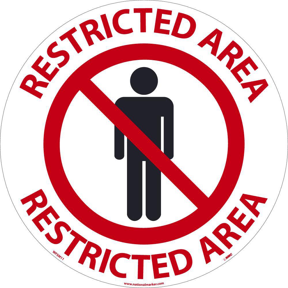 Security & Admittance Adhesive Backed Floor Sign: Round, ''Restricted Area'' MPN:WFSM11