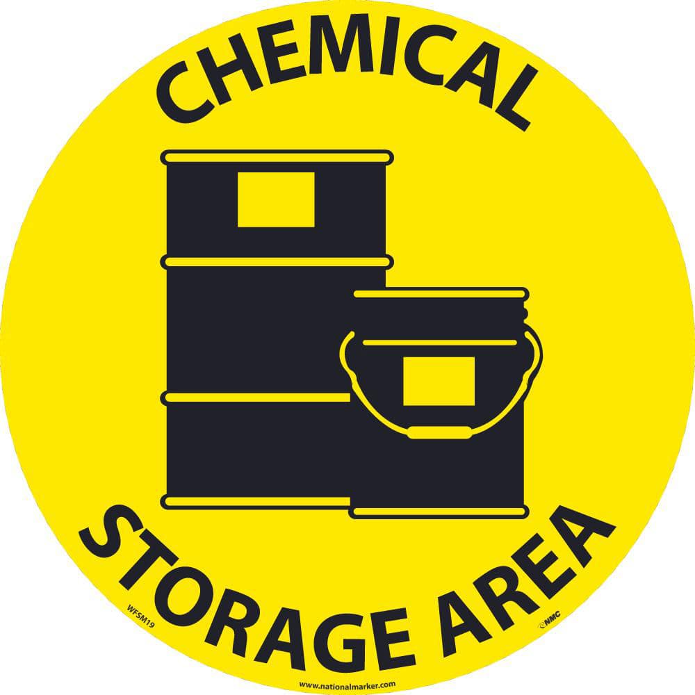 Hazardous Materials Adhesive Backed Floor Sign: Round, ''Chemical Storage Area'' MPN:WFSM19