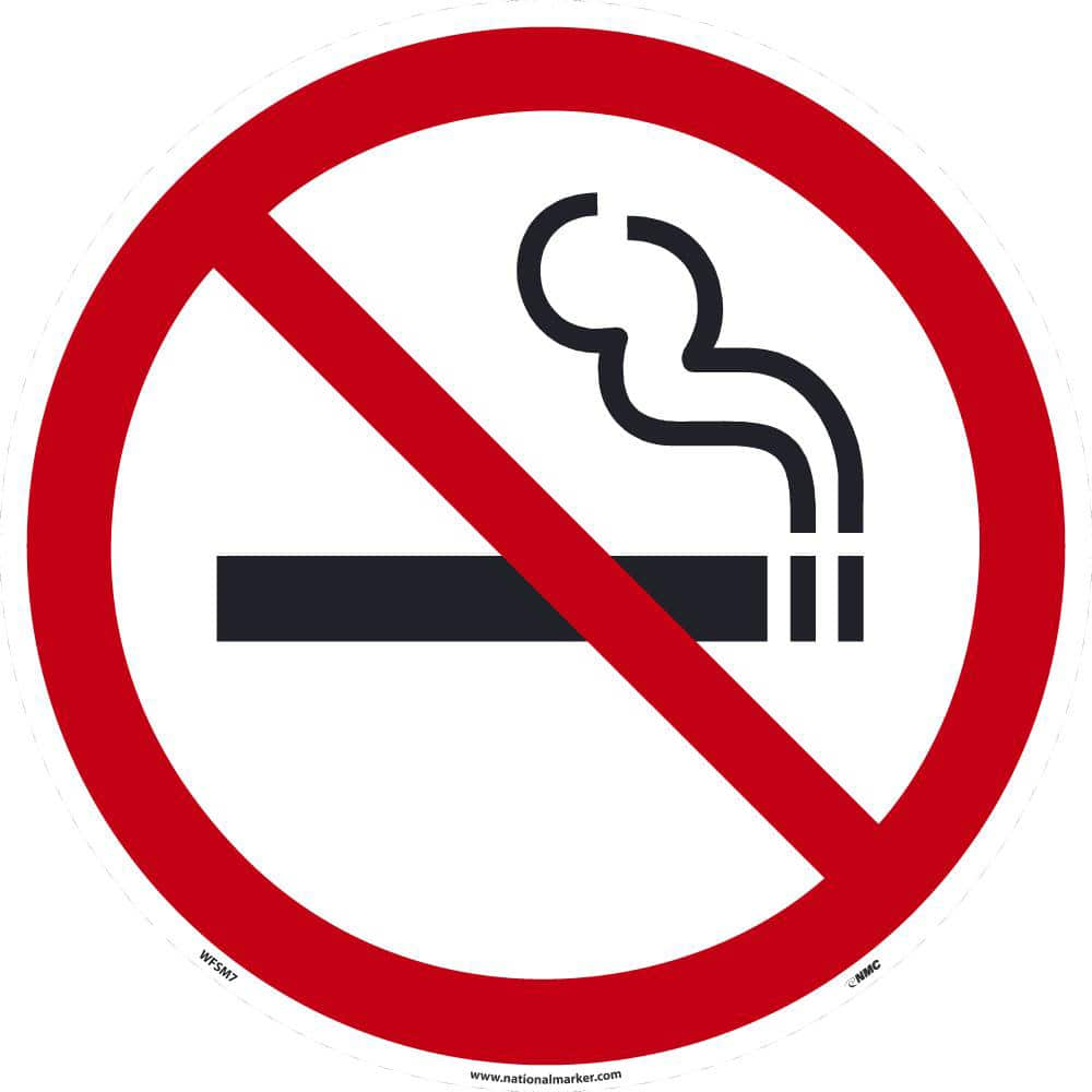 Security & Admittance Adhesive Backed Floor Sign: Round, ''No Smoking Symbol'' MPN:WFSM7