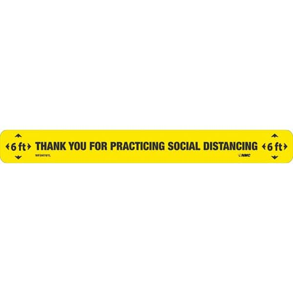 COVID-19 Adhesive Backed Floor Sign: Rectangle & Square, Vinyl, ''6 Ft Thank You For Practicing Social Distancing 6 Ft'' MPN:WFSM78YL