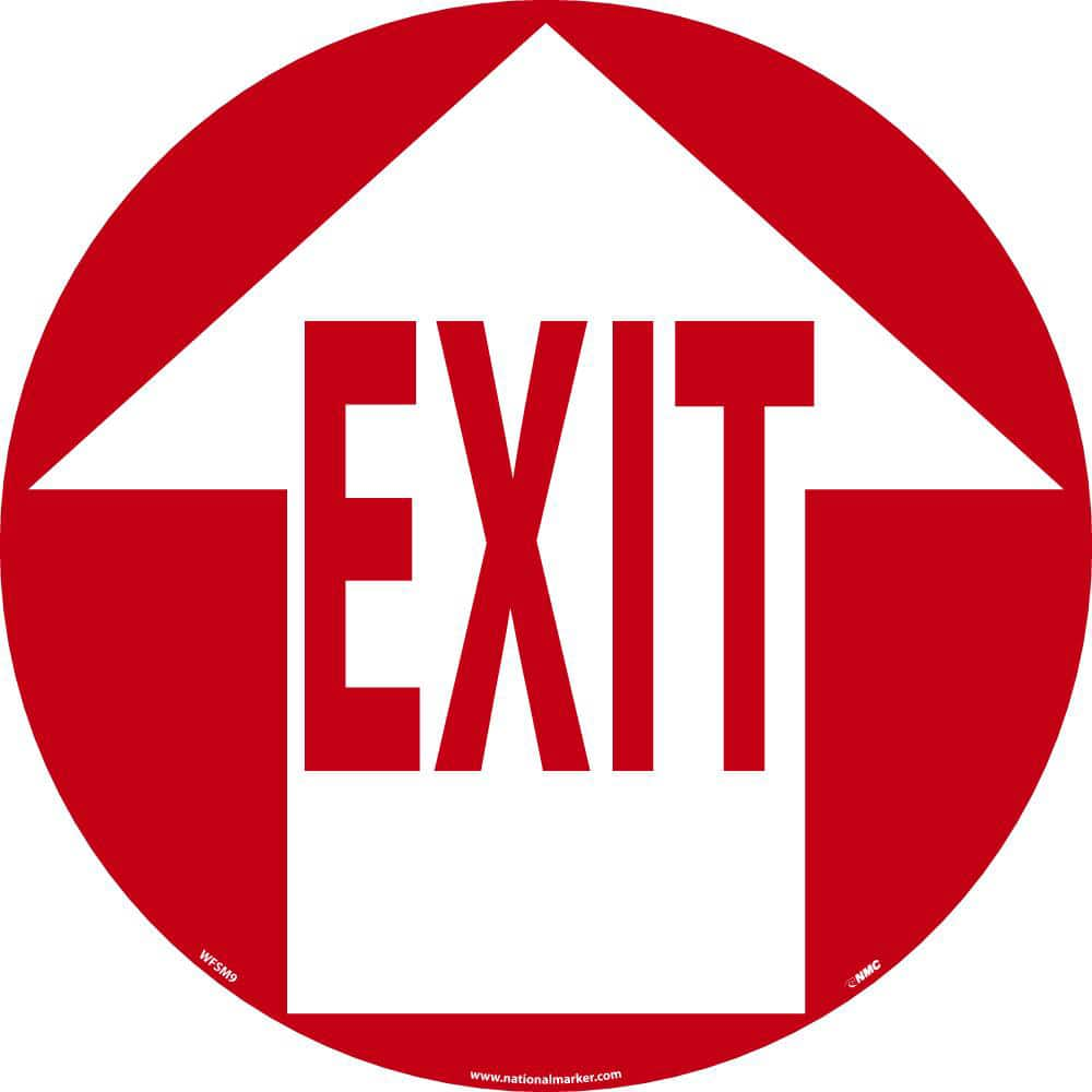 Exit, Entrance & Directional Adhesive Backed Floor Sign: Round, ''Exit'' MPN:WFSM9