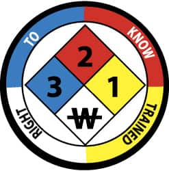 25 Qty 1 Pack Right to Know Trained, Hard Hat Label MPN:HH59