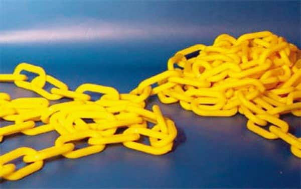 Chain: Plastic, White, 100' Long, 1-1/2
