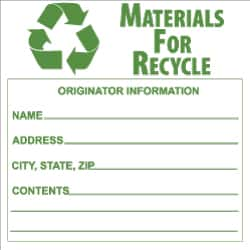 Hazardous Material Label: 