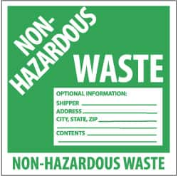 Hazardous Material Label: 