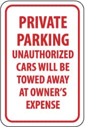 Private Parking - Unauthorized Cars Will Be Towed Away at Owner's Expense, MPN:TM58J