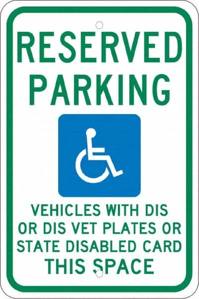Reserved Parking Vehicles With Dis Or Dis Vet Plates Or State Disabled Card This Space, MPN:TMS343J