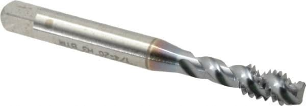 Spiral Flute Tap: 1/4-20, UNC, 3 Flute, Modified Bottoming, 3B Class of Fit, Powdered Metal, TICN Finish MPN:40083-01C